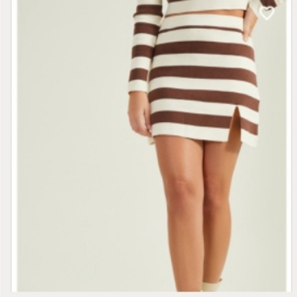 Altar’d State Striped Brown and cream Skirt
